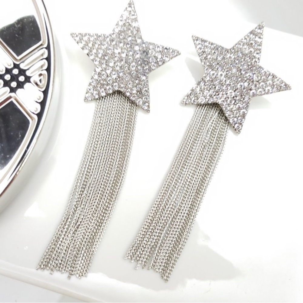 ZARA- NEW- STAR RHINESTONE EARRINGS